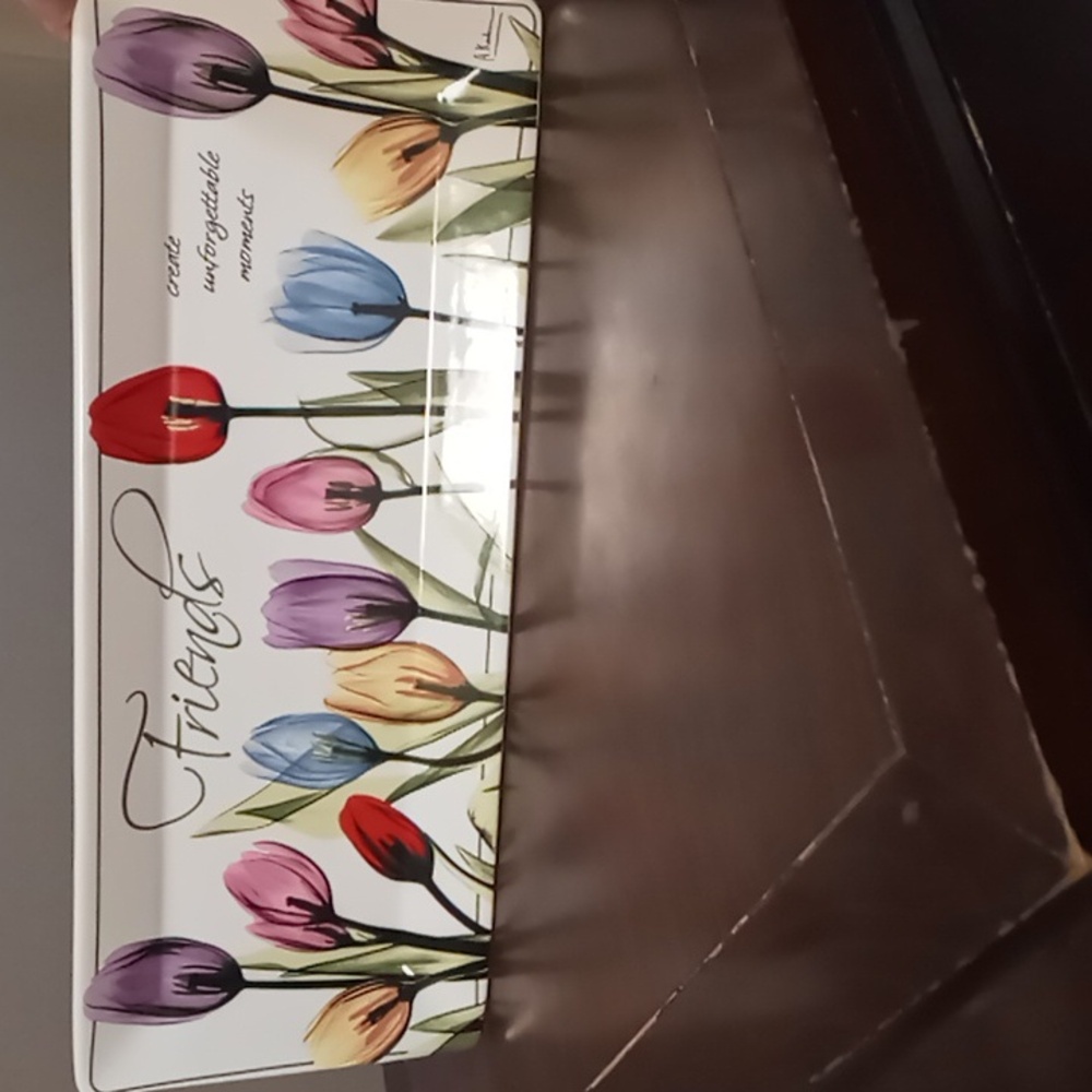 Carson Home Accents Friends Flowers Serving Ceramic Plate Approx 14x5